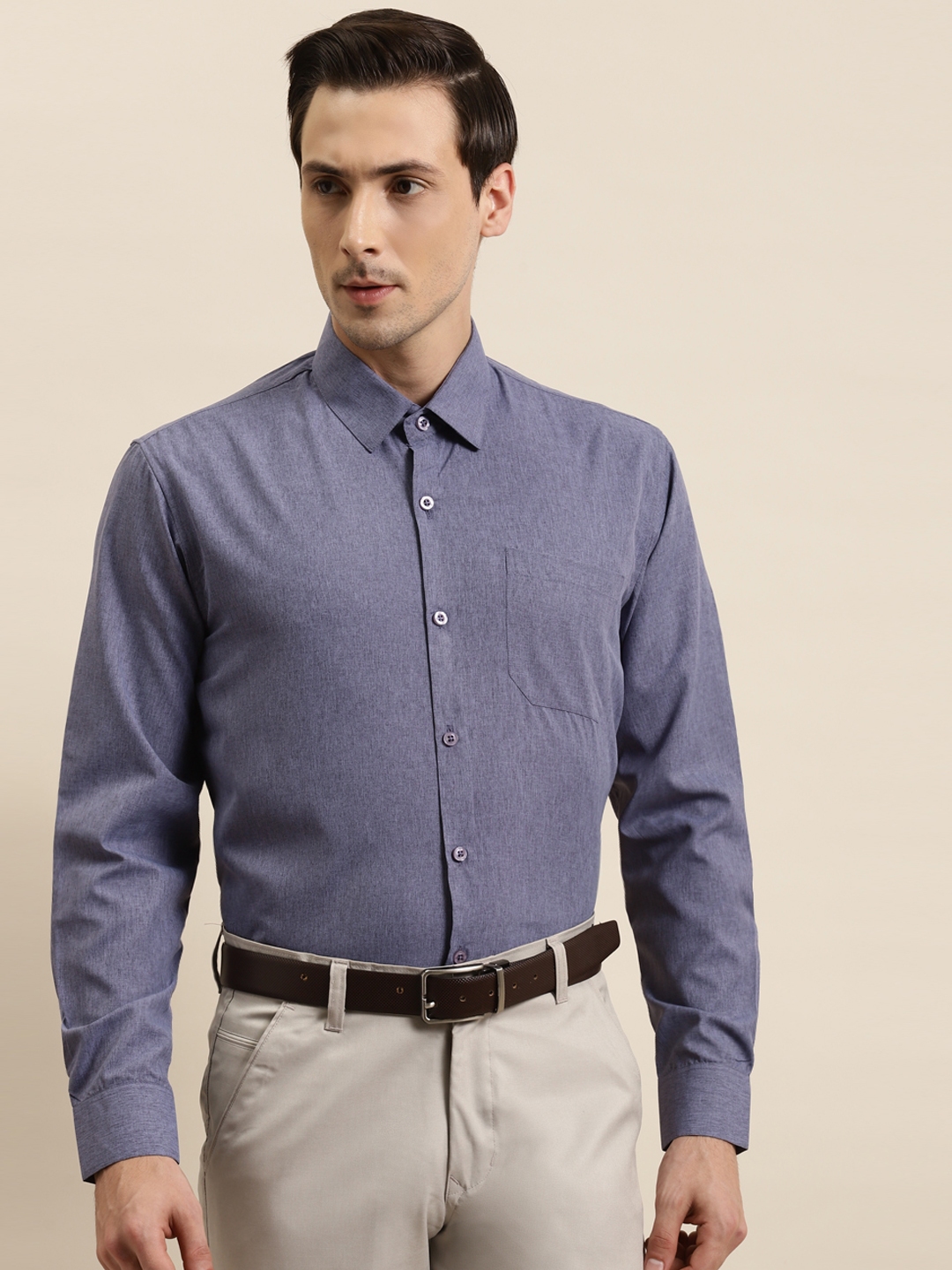 Buy SOJANYA Men Blue Solid Classic Regular Fit Cotton Formal Shirt ...