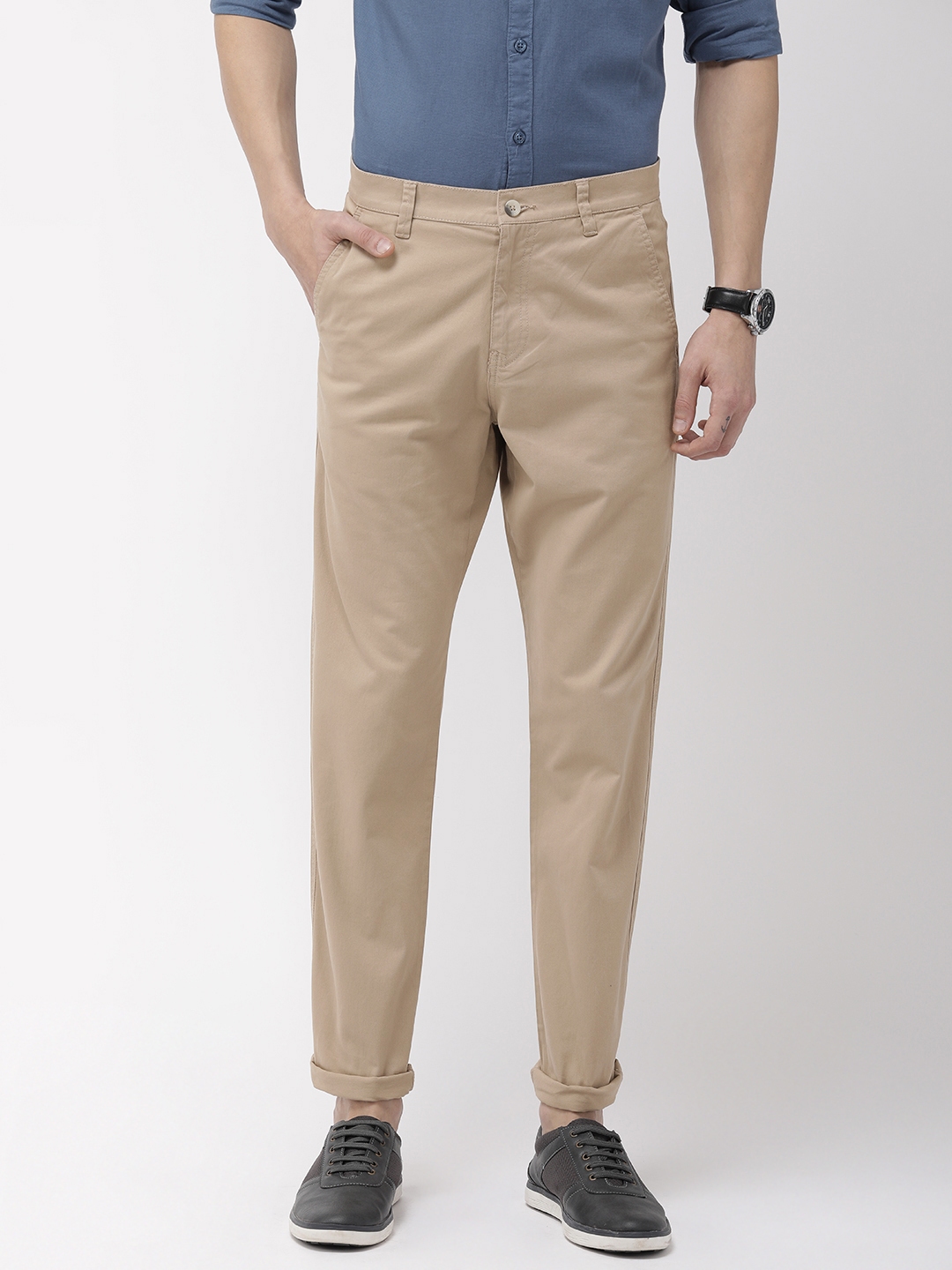 Buy Highlander Men Beige Casual Trousers - Trousers for Men 1380188 ...