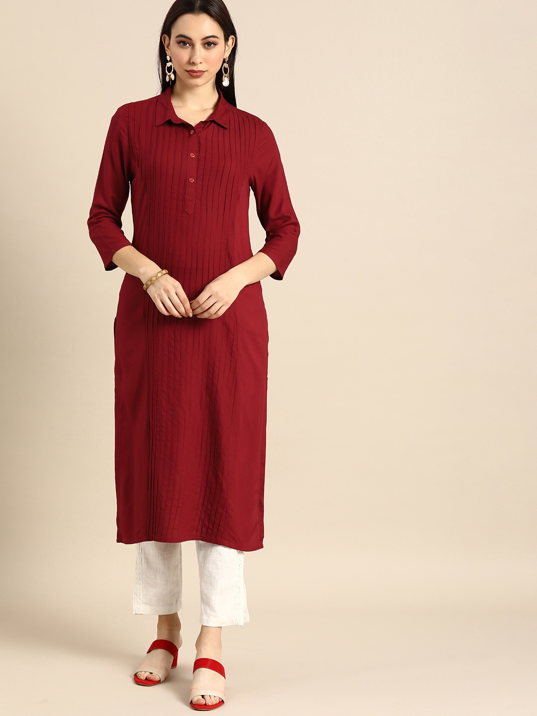 anouk maroon kurta set