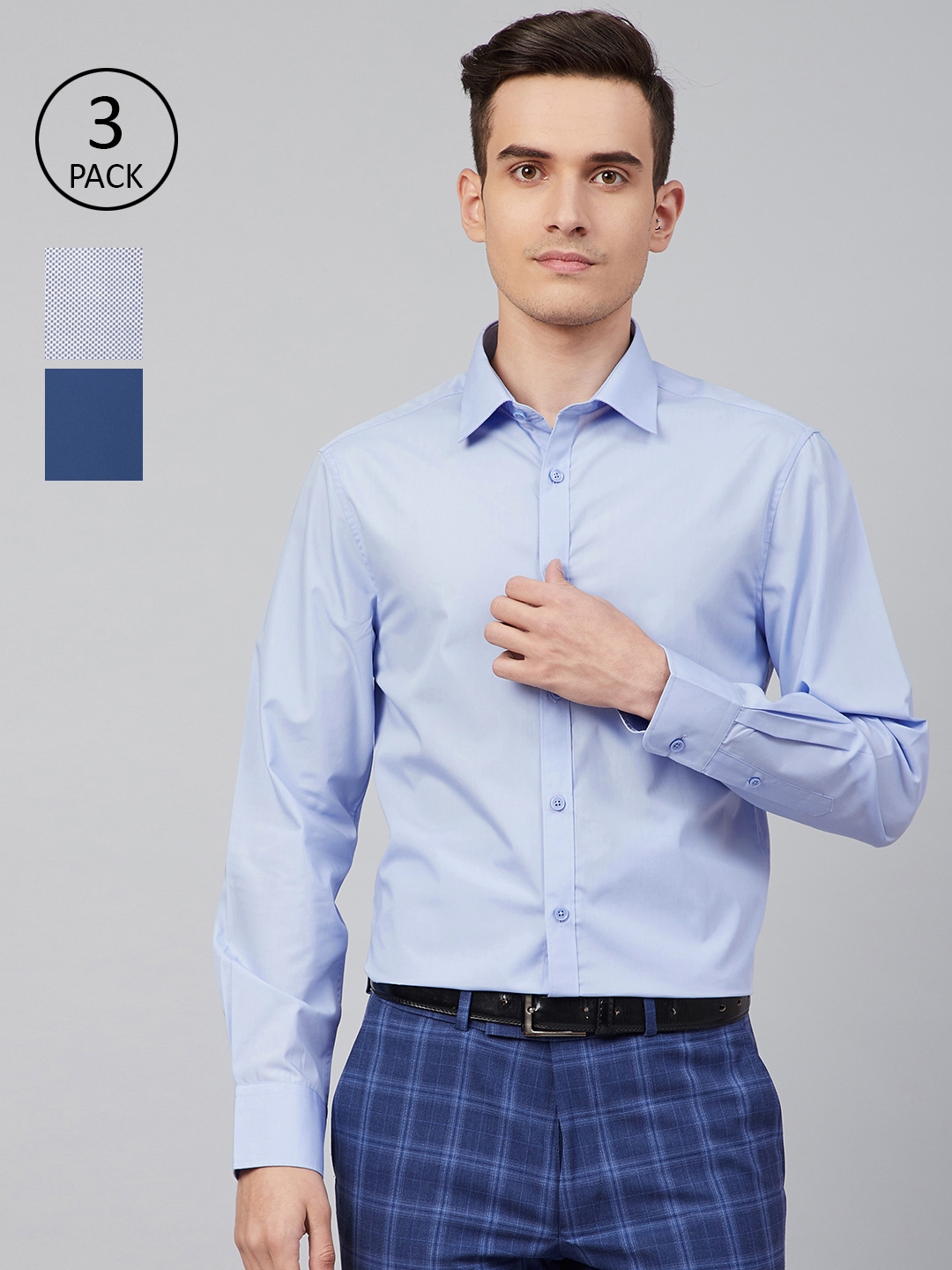Buy Marks & Spencer Men Pack Of 3 Regular Fit Cotton Formal Shirts