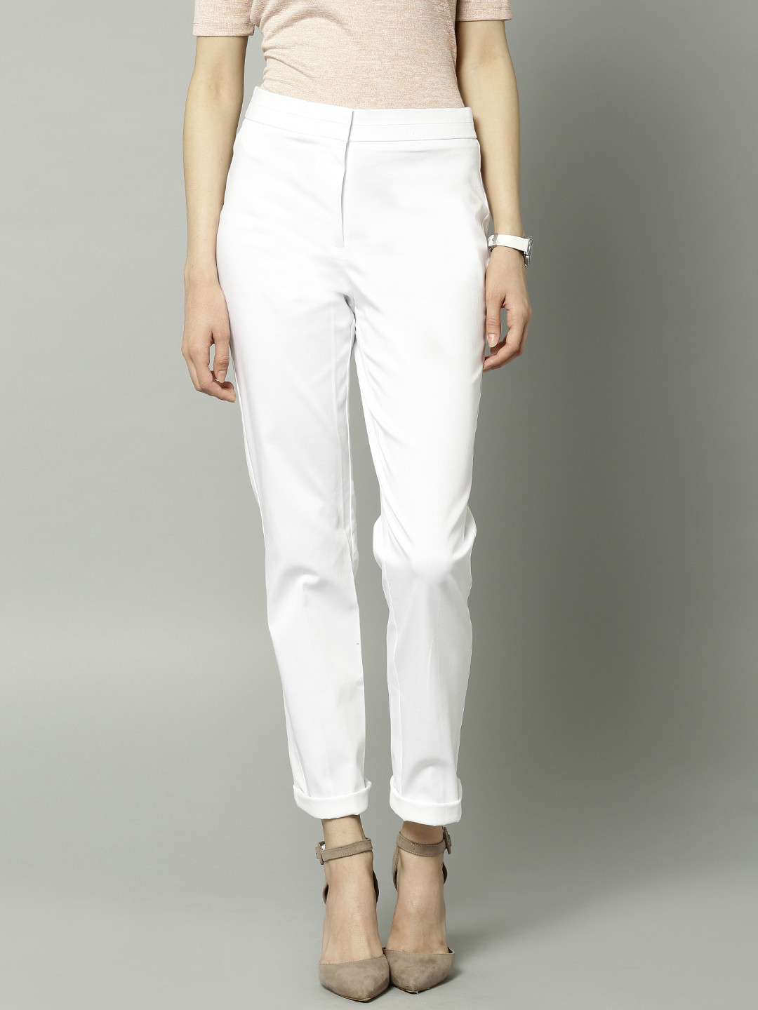 Buy Marks & Spencer White Trousers - Trousers for Women 1380639 | Myntra