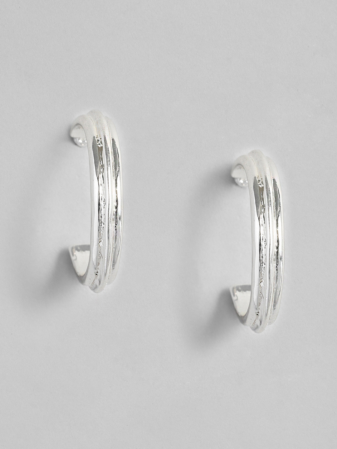 Buy Accessorize Silver Toned Circular Half Hoop Earrings Earrings for Women 13808492 Myntra
