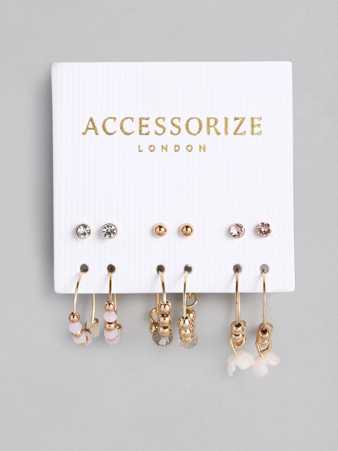 Buy Accessorize Set Of 3 Hoop & 3 Stud PRETTY Earrings - Earrings for ...