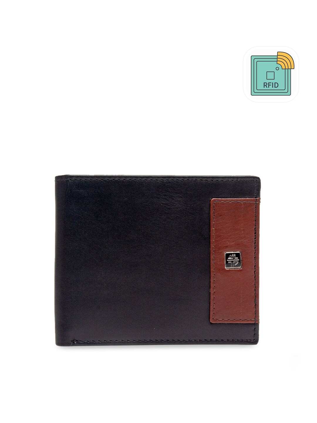 Buy Carlton London Men Black & Brown RFID Leather Two Fold Wallet ...
