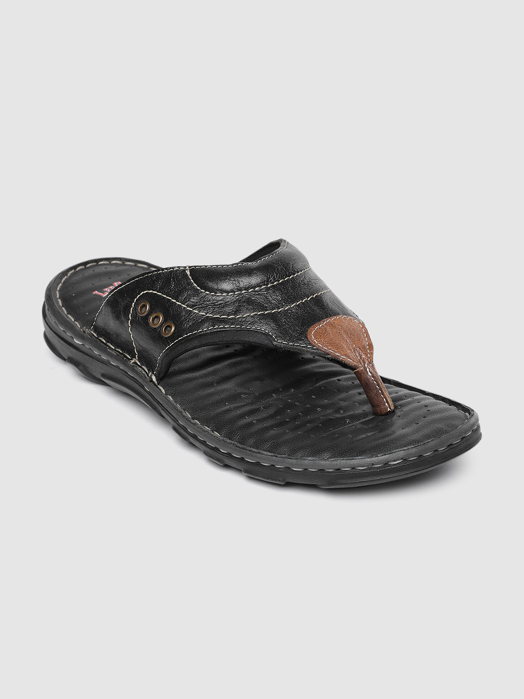 Buy Lee Cooper Men Black Leather Comfort Sandals - Sandals for Men 13809284 | Myntra