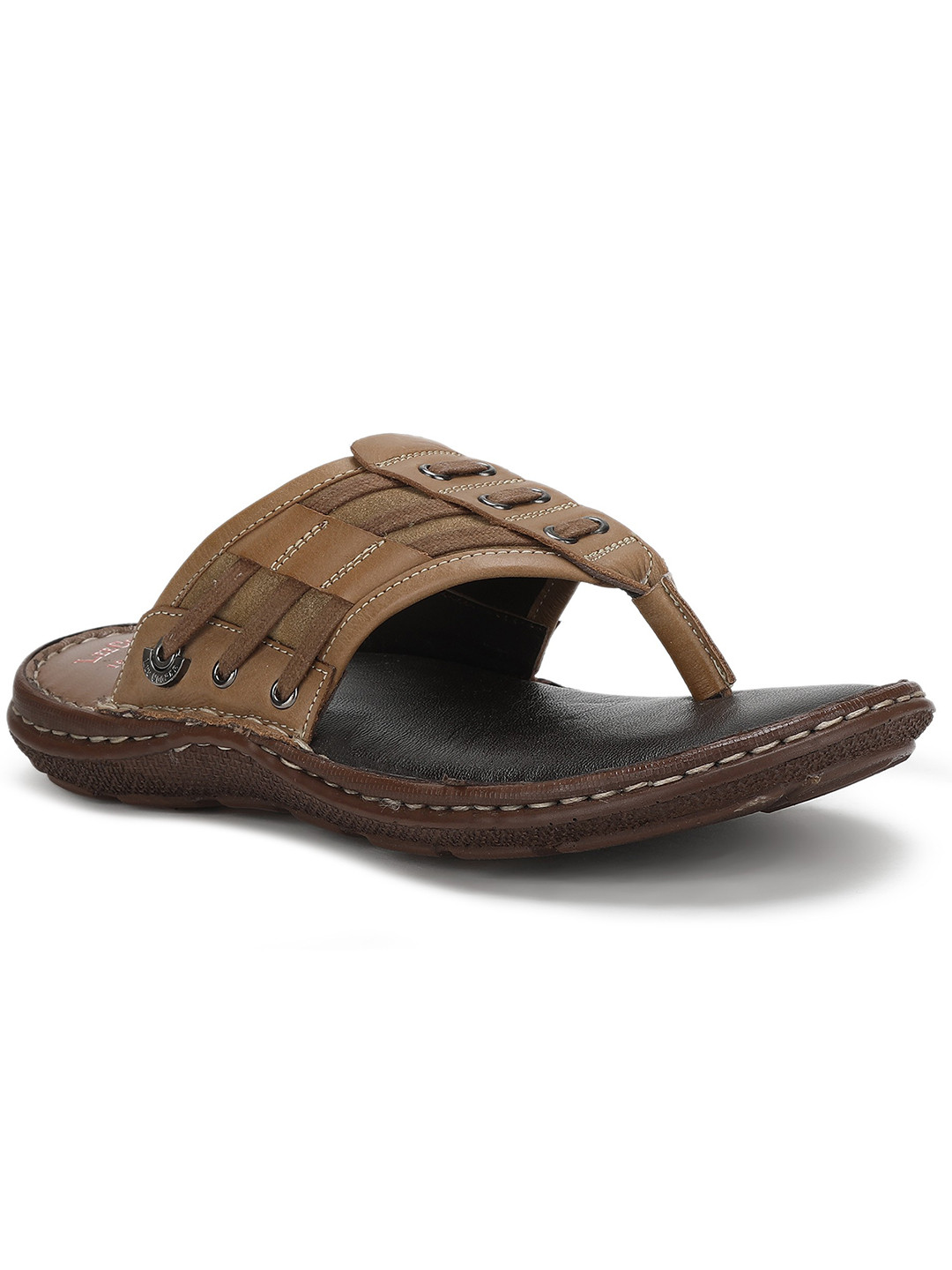 Buy Lee Cooper Men Tan Leather Comfort Sandals - Sandals for Men ...