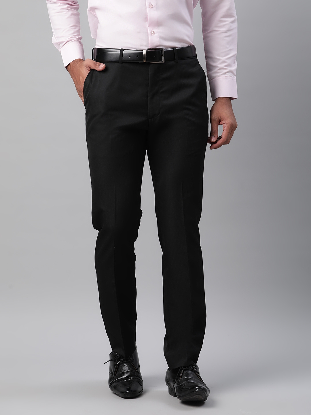 Buy Marks & Spencer Men Black Slim Fit Formal Trousers - Trousers for ...