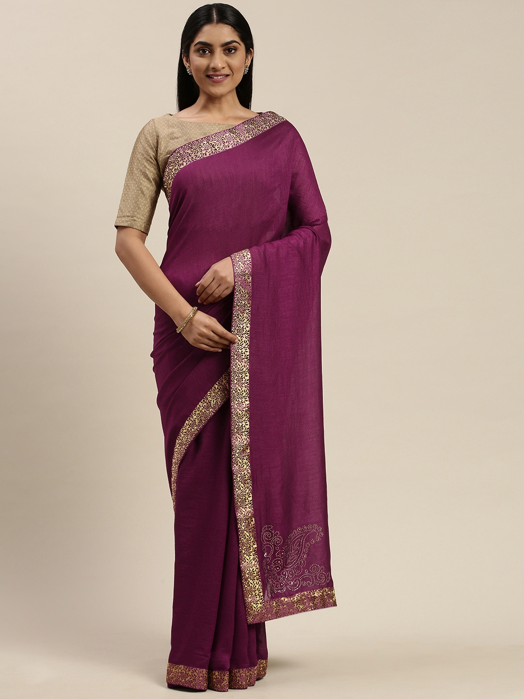 Buy Indian Women Purple Solid Saree Sarees For Women 13810628 Myntra 