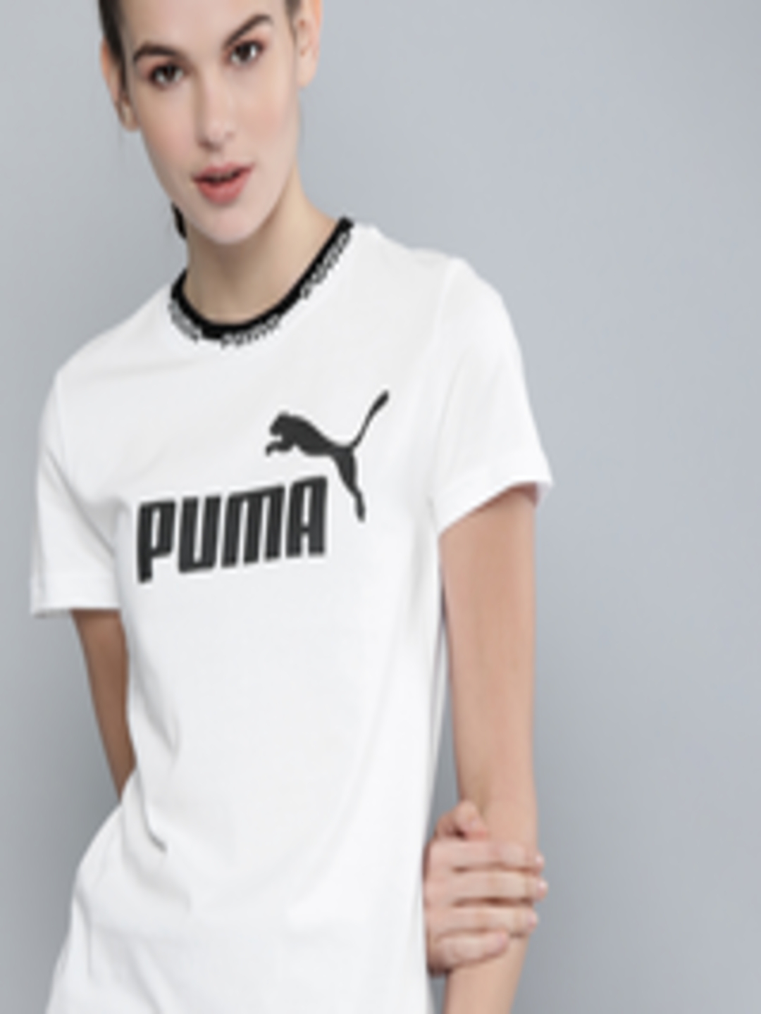 Buy Puma Women White Printed Pure Cotton Amplified Graphic Pure Cotton ...