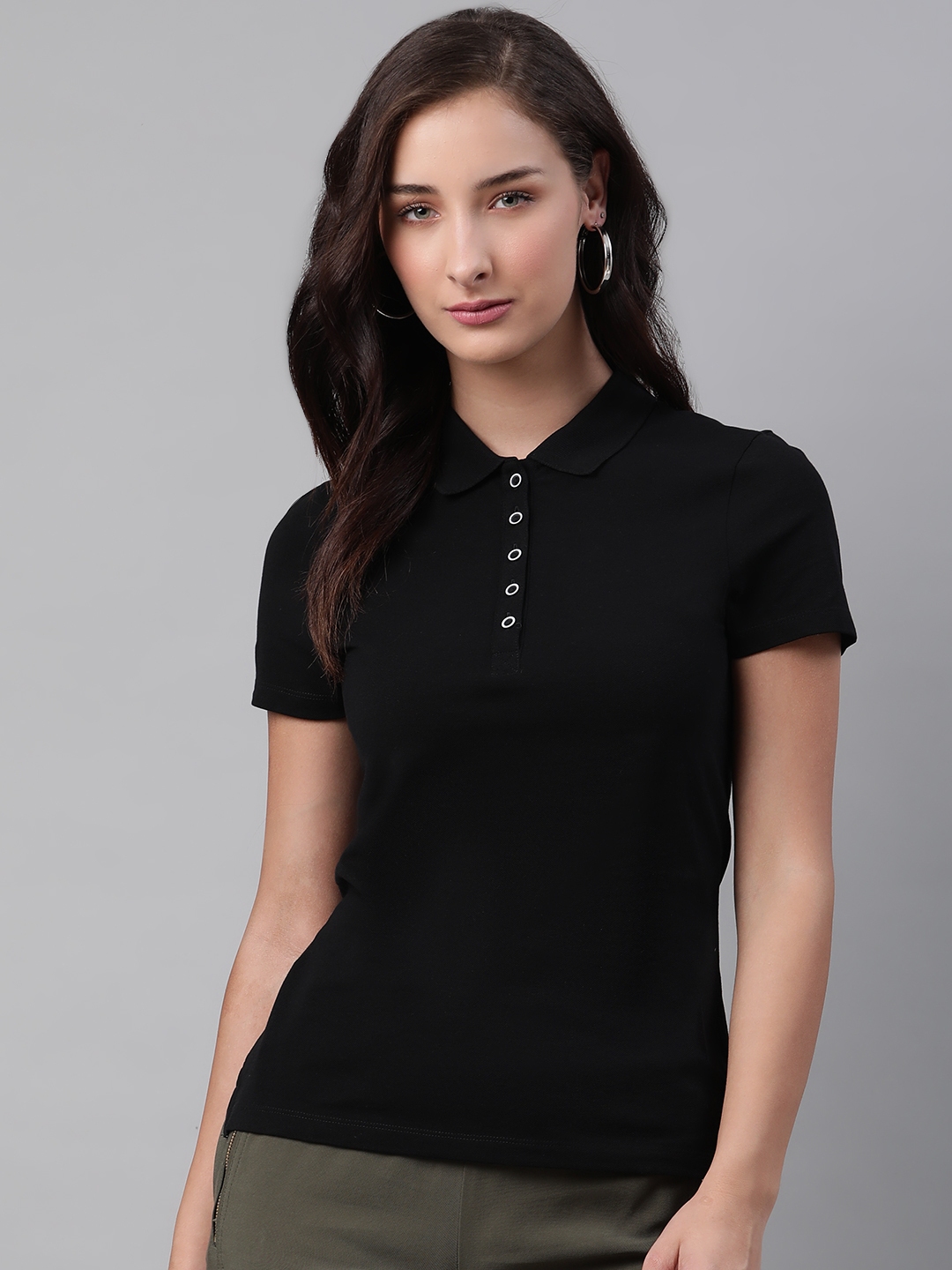 ladies black polo shirts uk