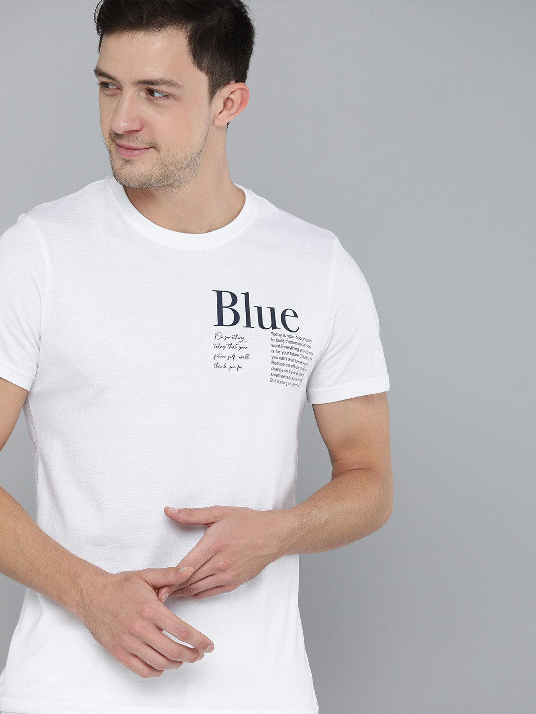 Buy M&H Our Water Men White Printed Detailed Organic Cotton T Shirt