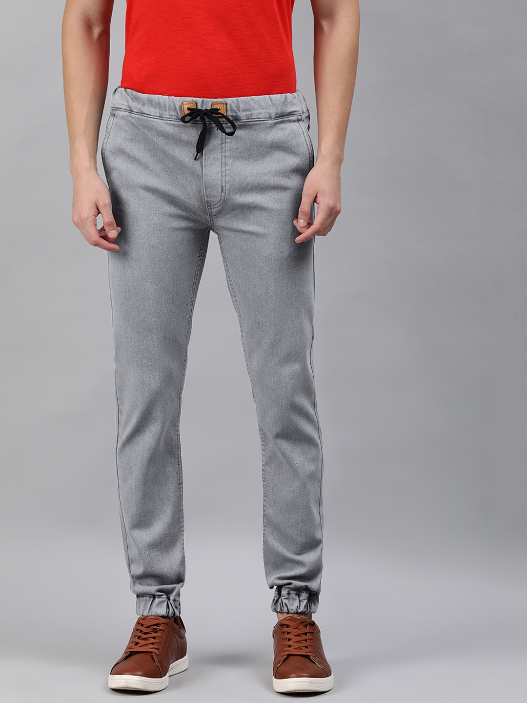 Buy Urbano Fashion Men Grey Slim Fit Mid Rise Clean Look Stretchable ...