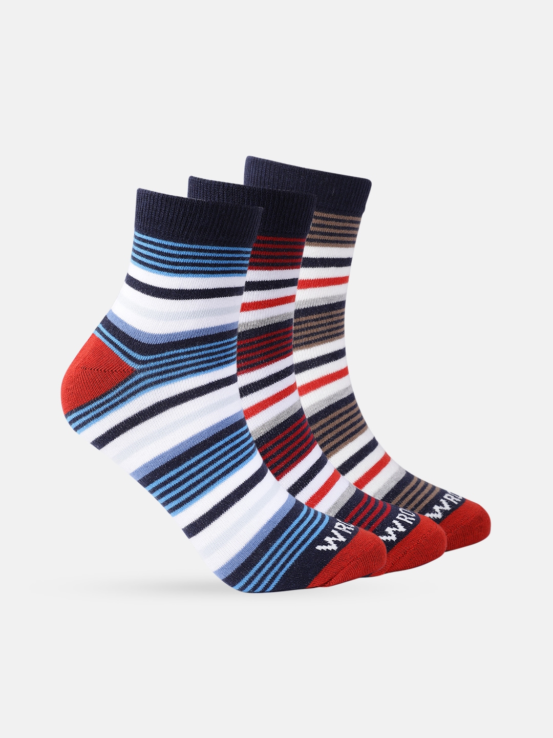 Buy WROGN Men Pack Of 3 Striped Above Ankle Length Socks - Socks for ...