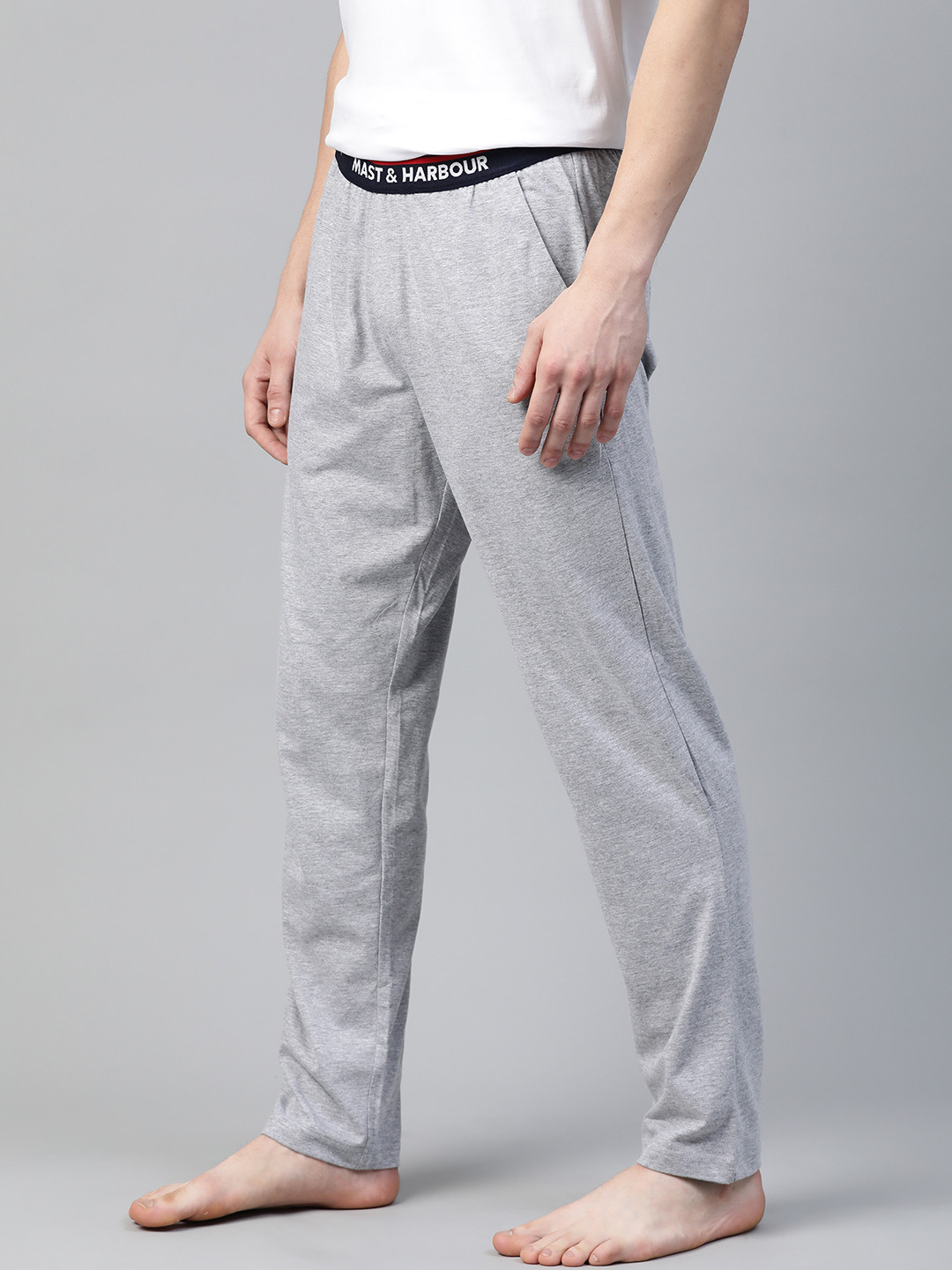 Buy Mast & Harbour Men Grey Solid Regular Fit Lounge Pants Lounge