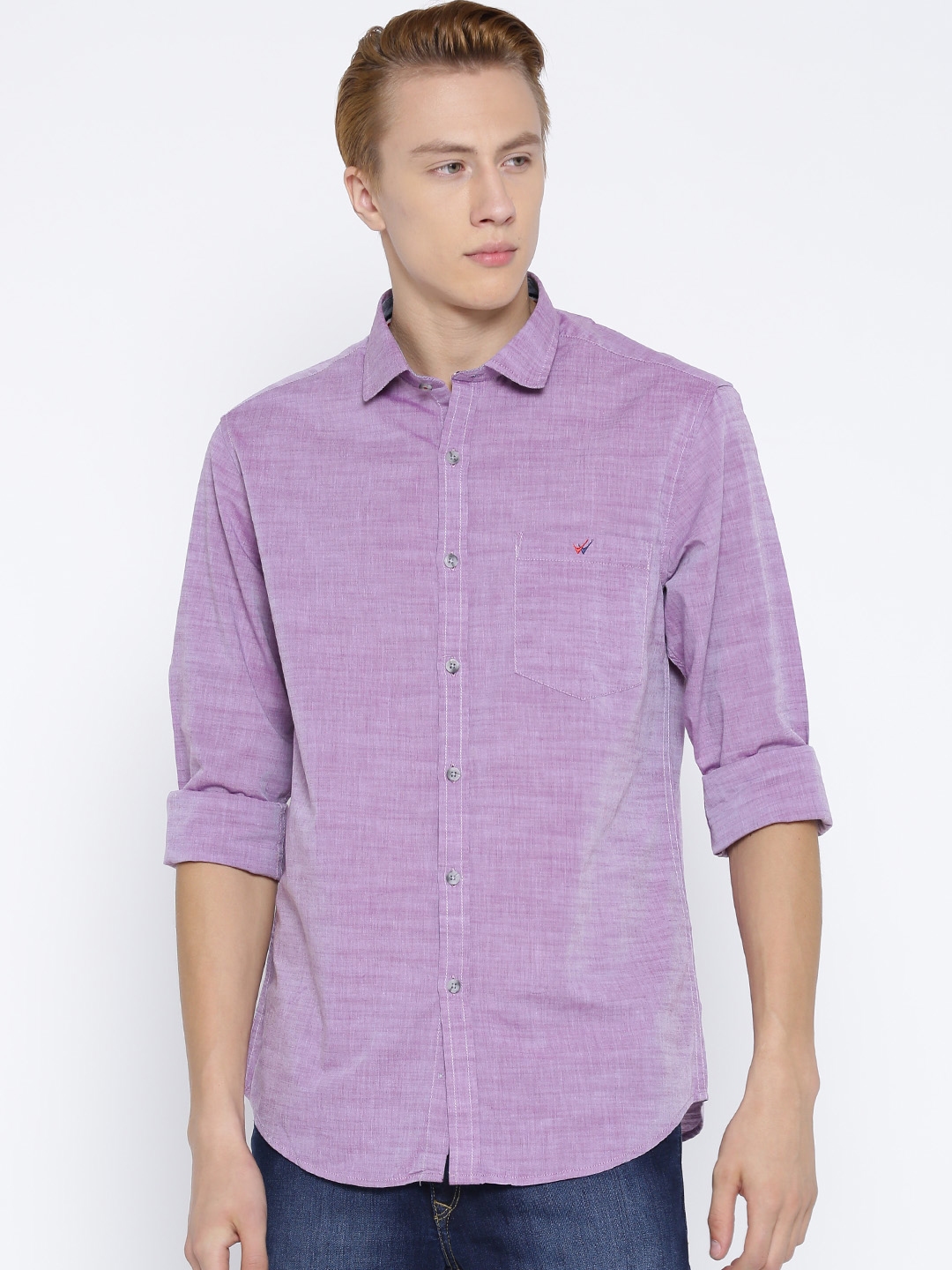 Buy Wills Lifestyle Men Lavender Regular Fit Solid Casual Shirt - Shirts for Men 1383146 | Myntra