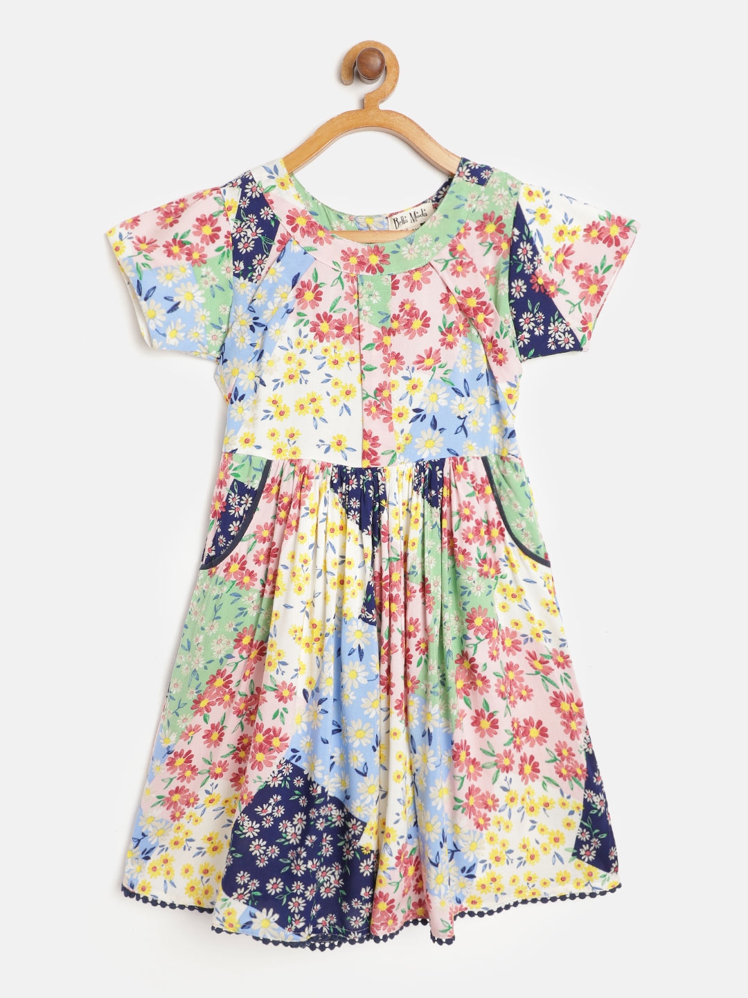 Buy Bella Moda Girls Multicoloured Floral Print Fit And Flare Dress ...