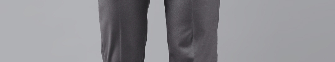 Buy Hangup Men Grey Regular Fit Solid Formal Trousers - Trousers for ...