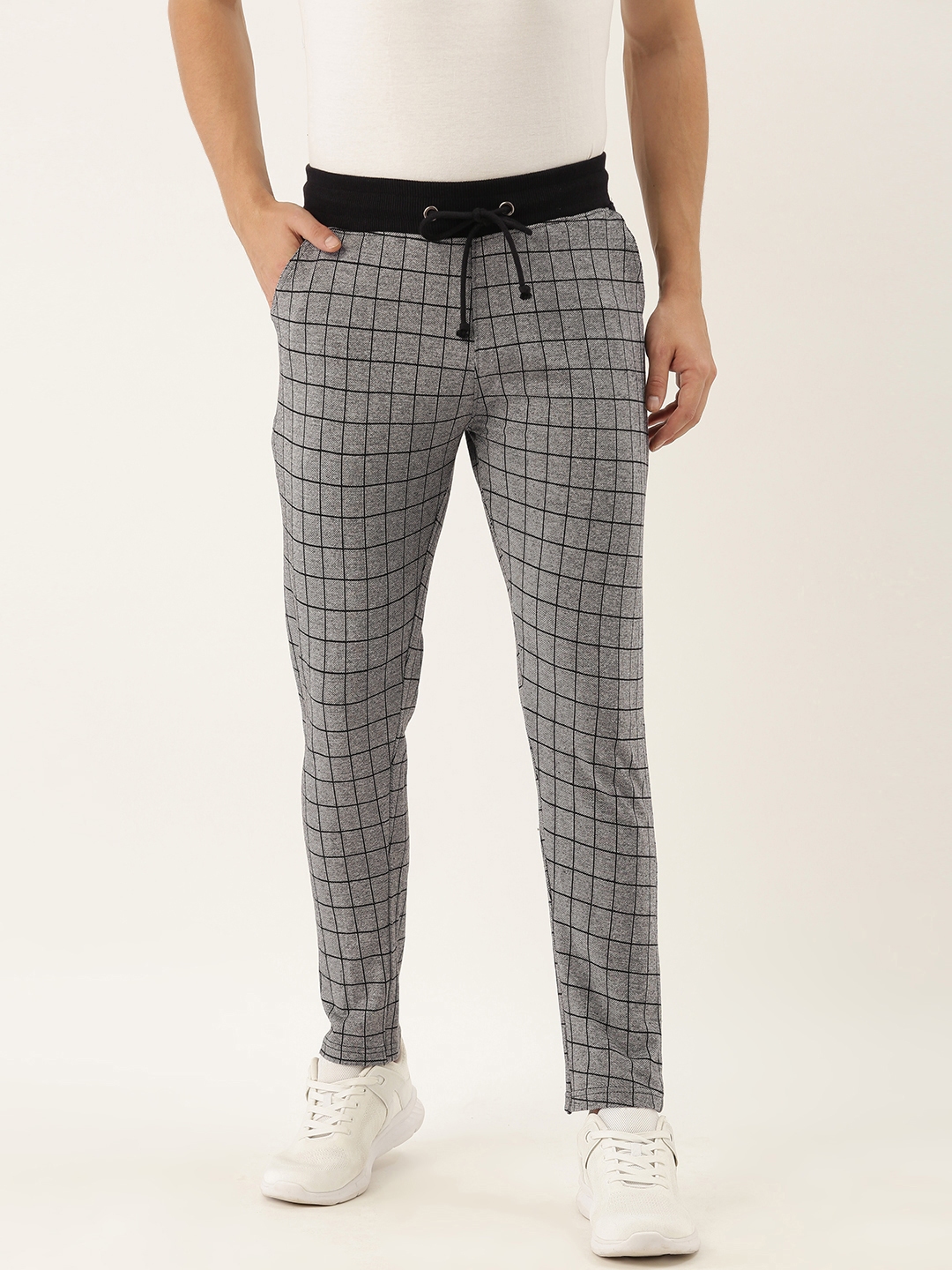 checked track pants