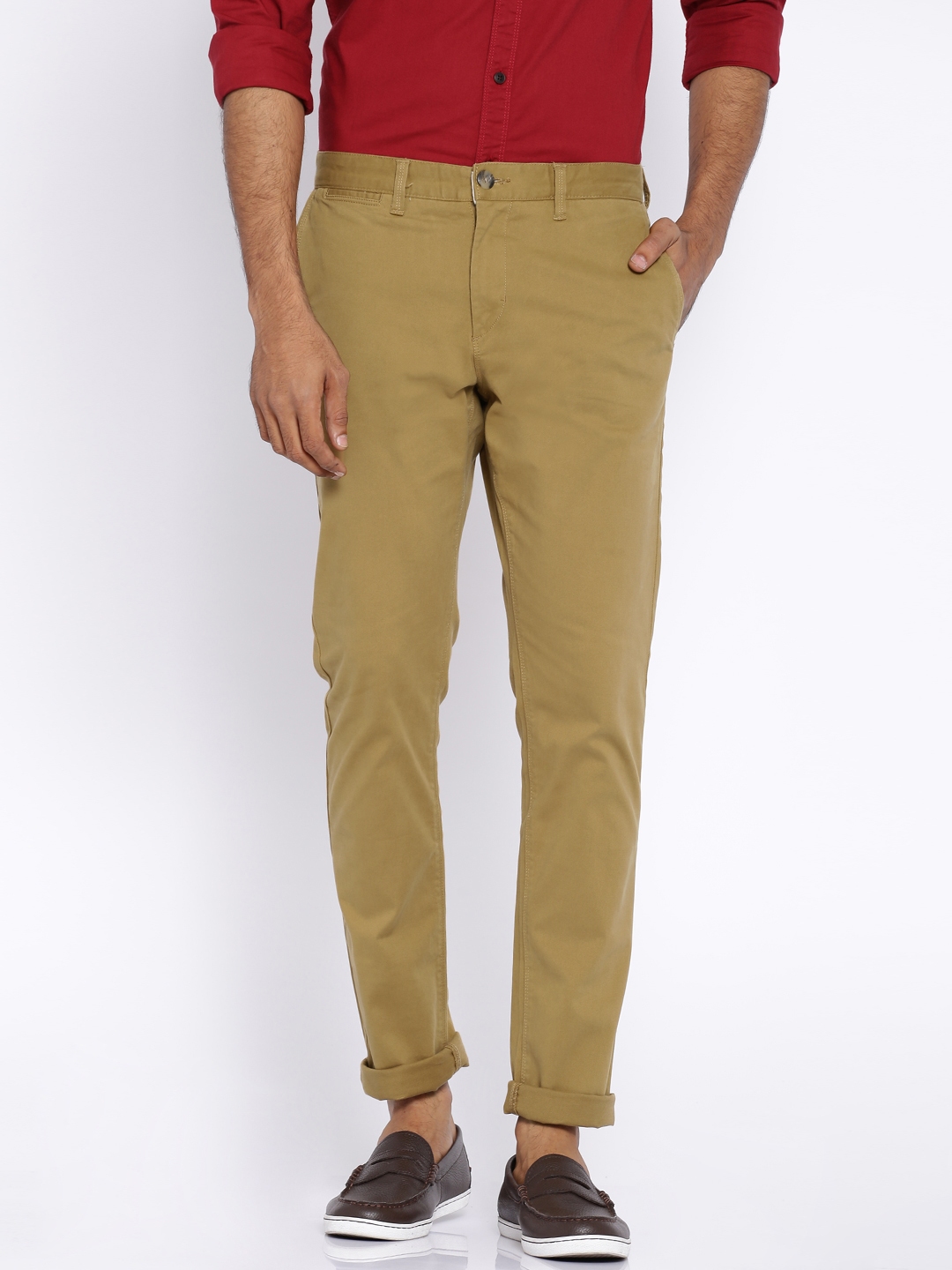Buy U.S. Polo Assn. Khaki Slim Fit Chino Trousers - Trousers for Men ...