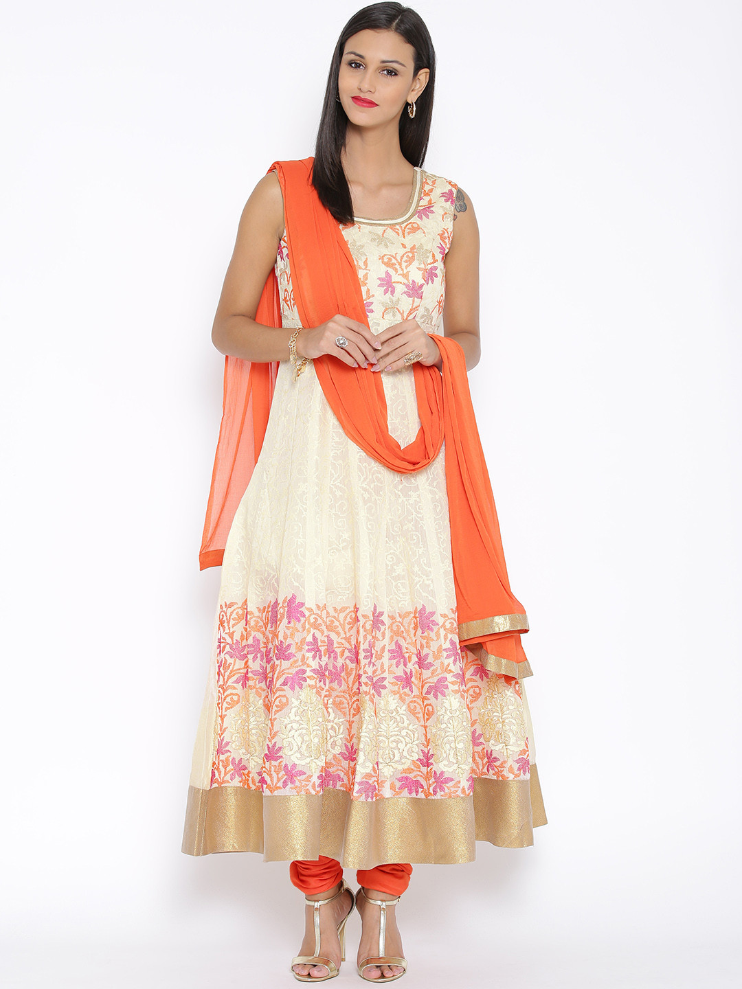Cream Kurta Brocade Churidar main image 0