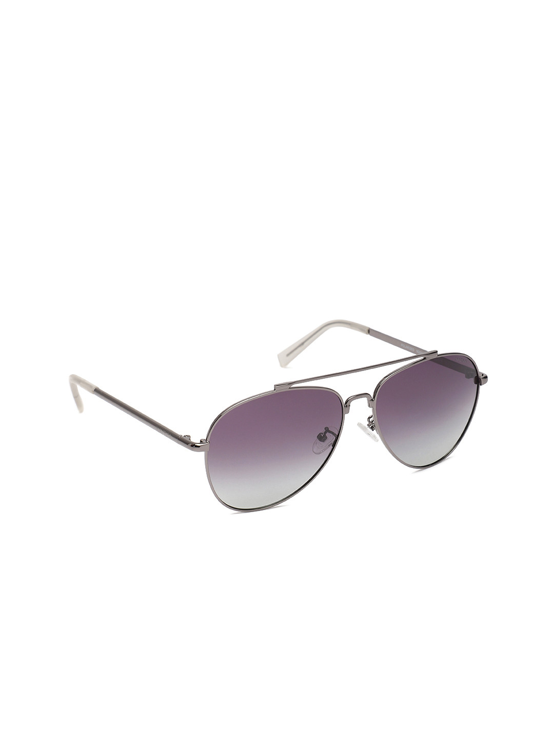 Buy Nautica Men Grey Lens & Silver Toned Aviator Sunglasses With UV
