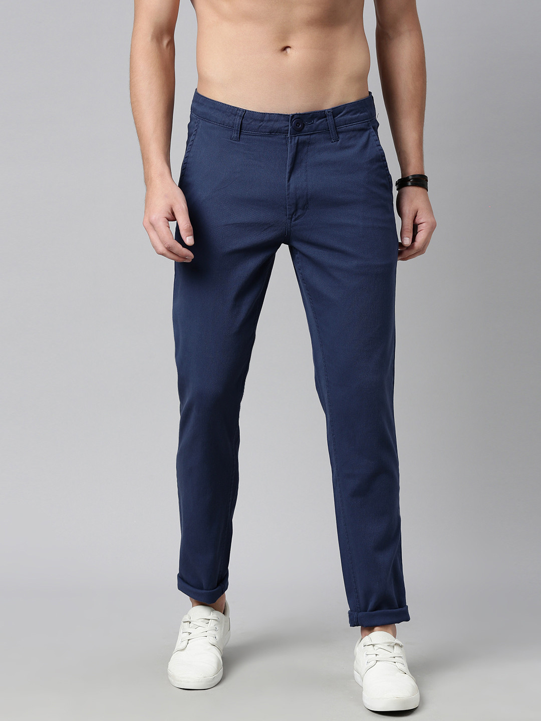 Buy Roadster Men Navy Blue Chinos Trousers - Trousers for Men 13859170 ...