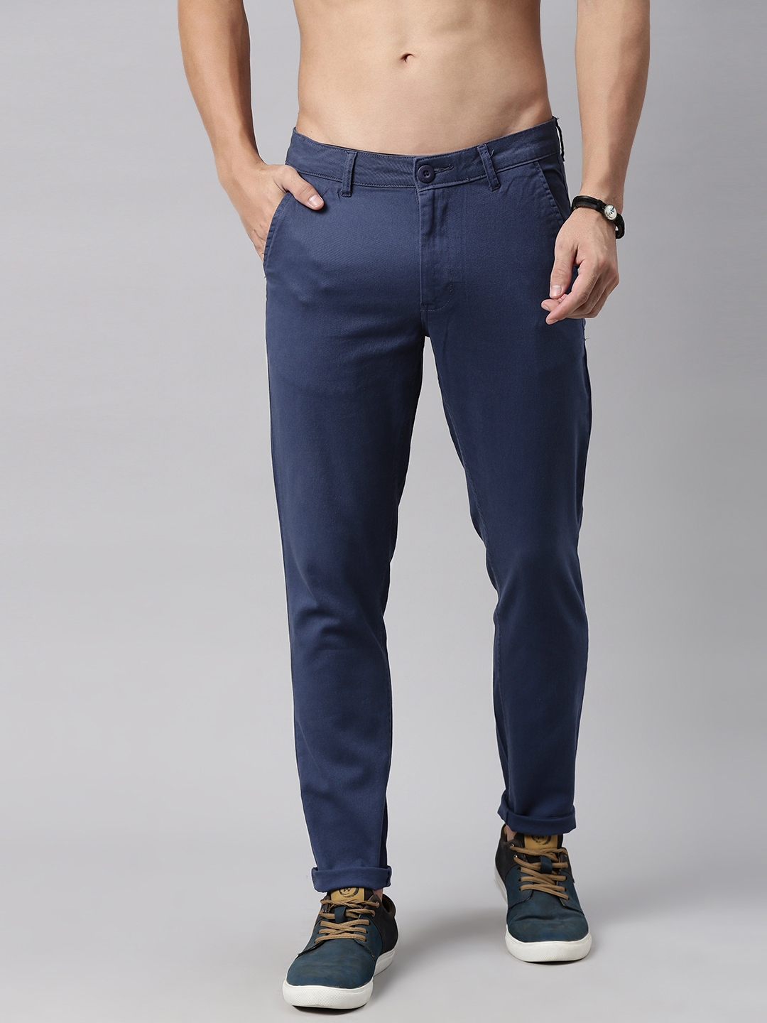 Buy Roadster Men Navy Blue Trousers - Trousers for Men 13859282 | Myntra