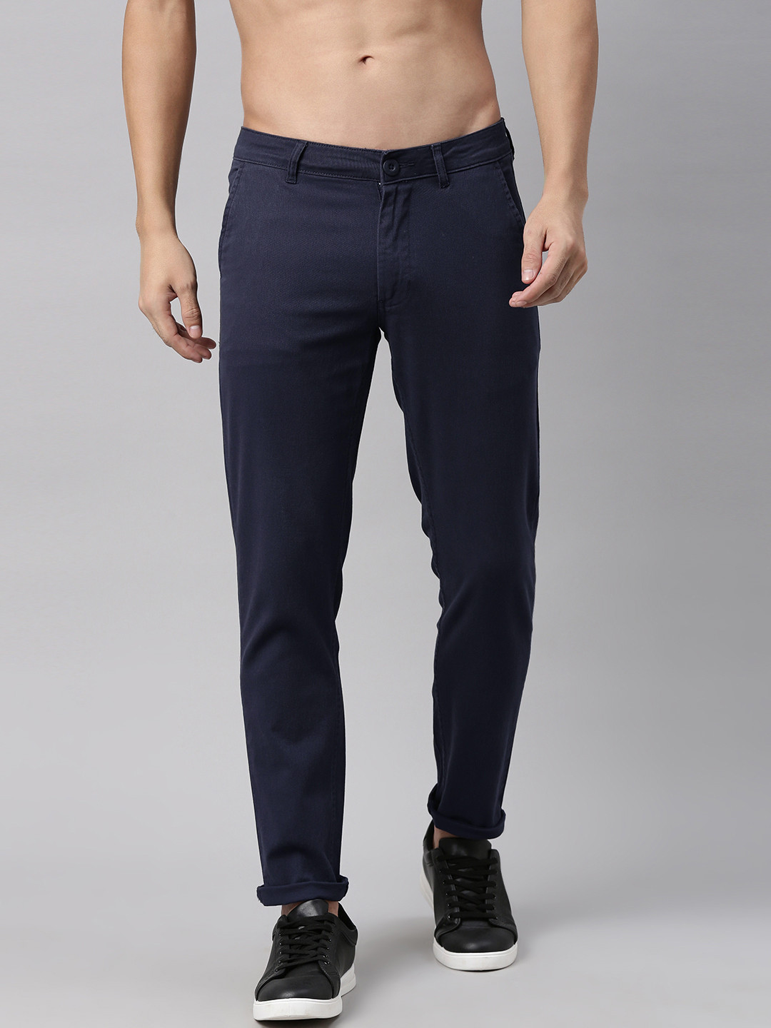 Buy Roadster Men Navy Blue Chinos - Trousers for Men 13859438 | Myntra