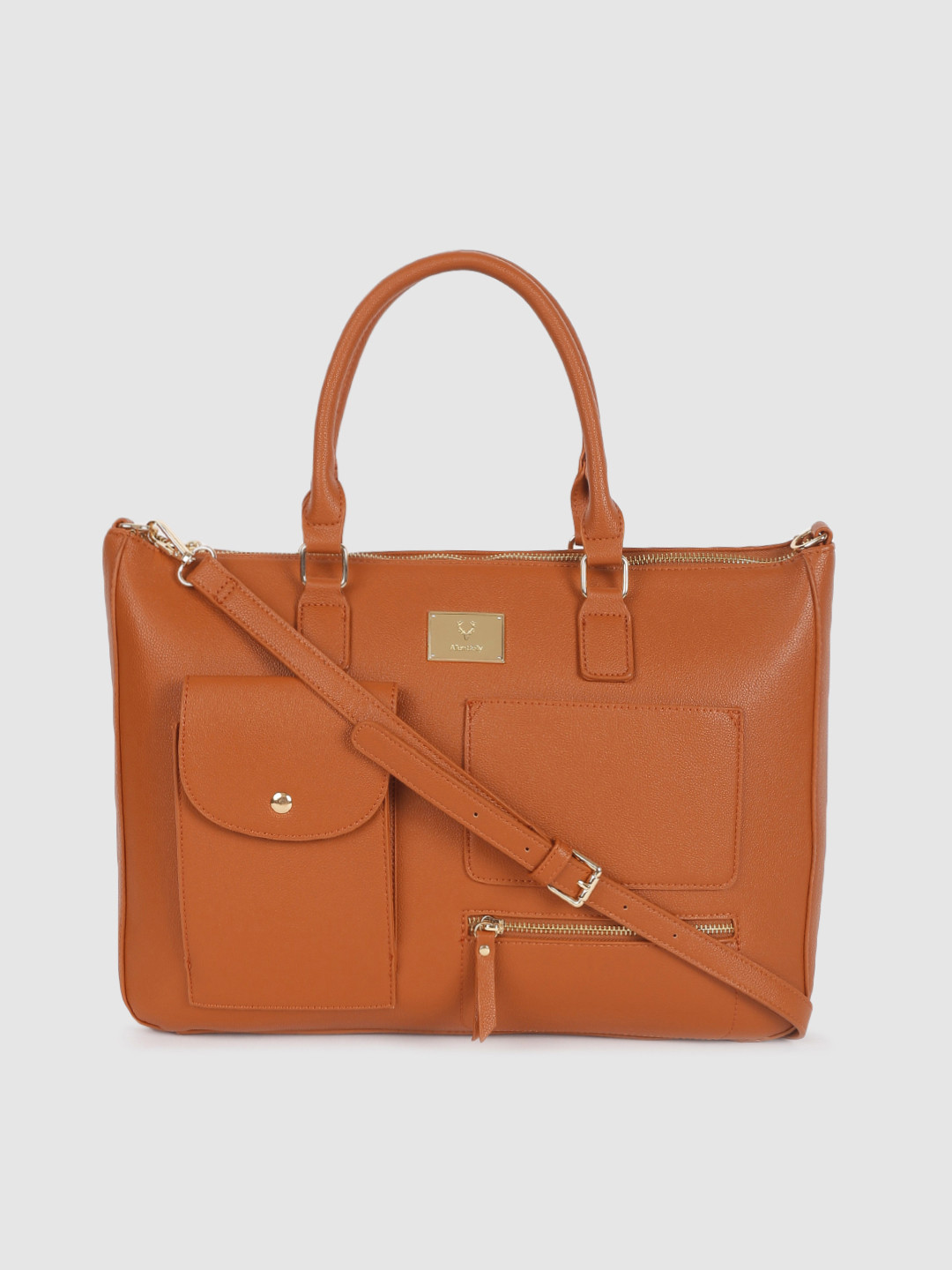 Buy Allen Solly Women Tan Brown Solid Handheld Bag Handbags for Women