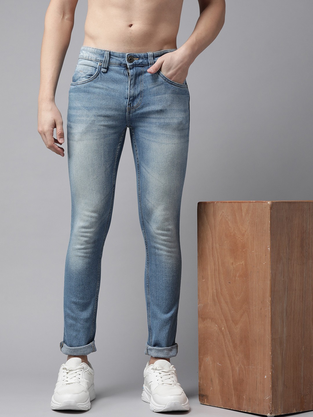 Buy Roadster Men Blue Skinny Fit Light Fade Stretchable Jeans - Jeans ...