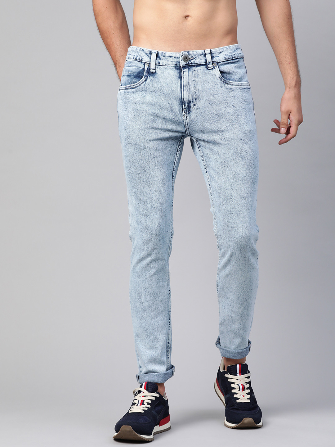 Buy Roadster Men Blue Skinny Fit Acid Wash Stretchable Jeans Jeans