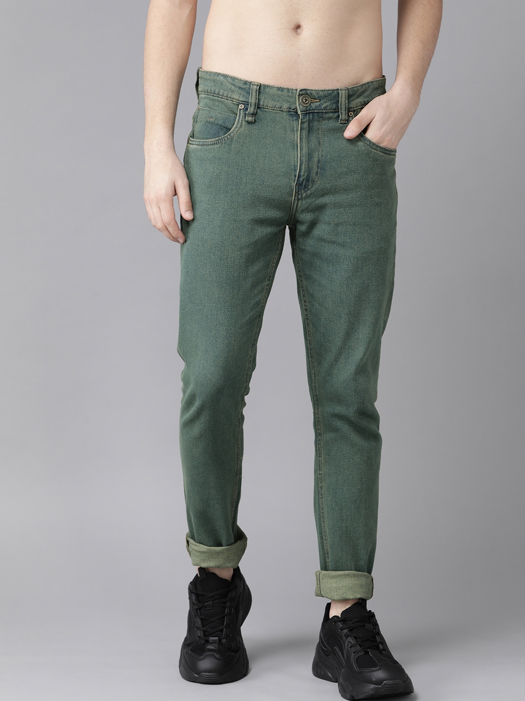Buy Roadster Men Green Skinny Fit Stretchable Jeans - Jeans for Men ...