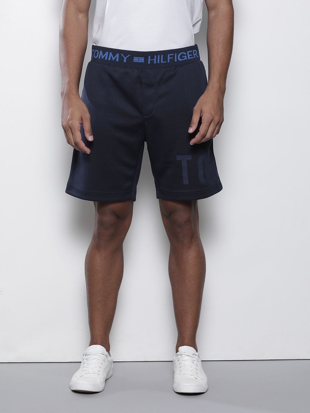 Buy Tommy Hilfiger Men Navy Blue Solid Regular Fit Shorts Shorts for