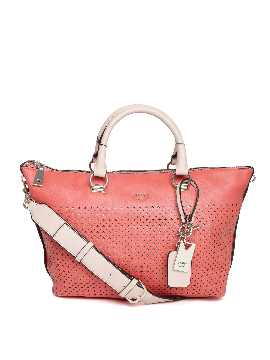 Buy GUESS Coral Orange Cut Out Handbag With Sling Strap Handbags for