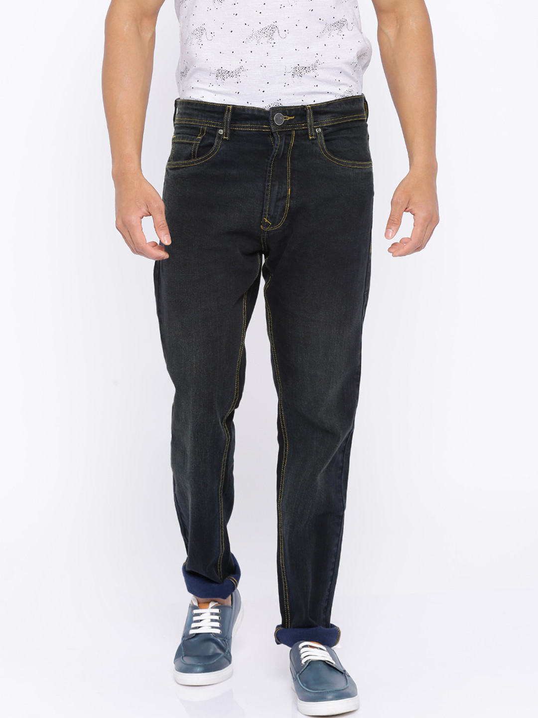 Buy Peter England Casuals Blue Classic Tapered Fit Jeans Jeans for