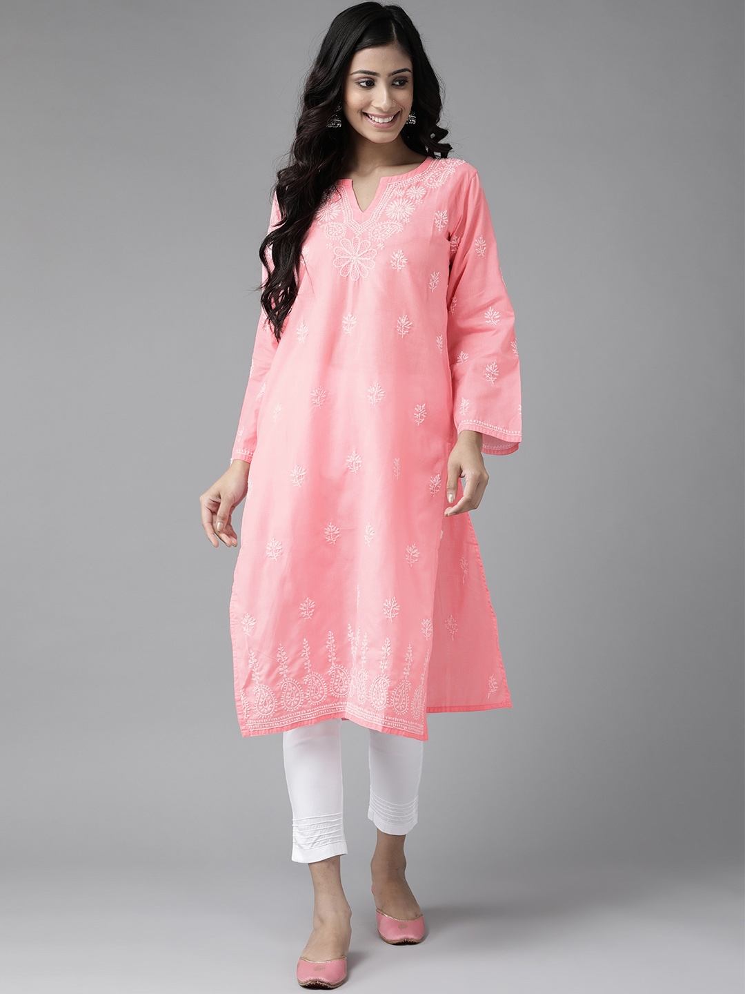 chikankari kurta myntra