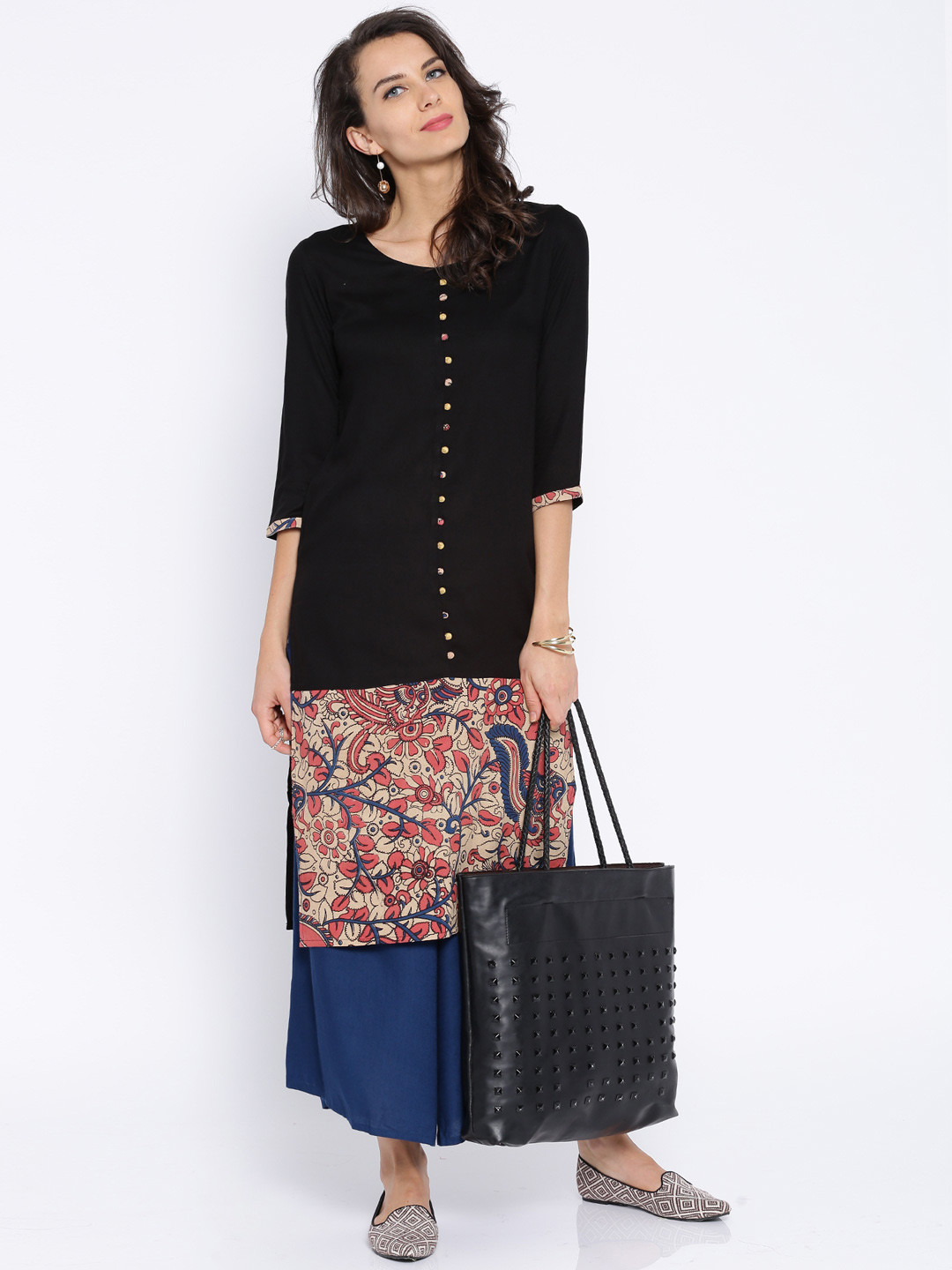 Black Kalamkaari Printed Kurthi main image 1
