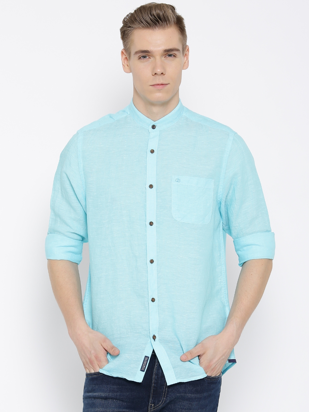Buy Blackberrys Blue Linen Blend Slim Fit Casual Shirt - Shirts for Men ...
