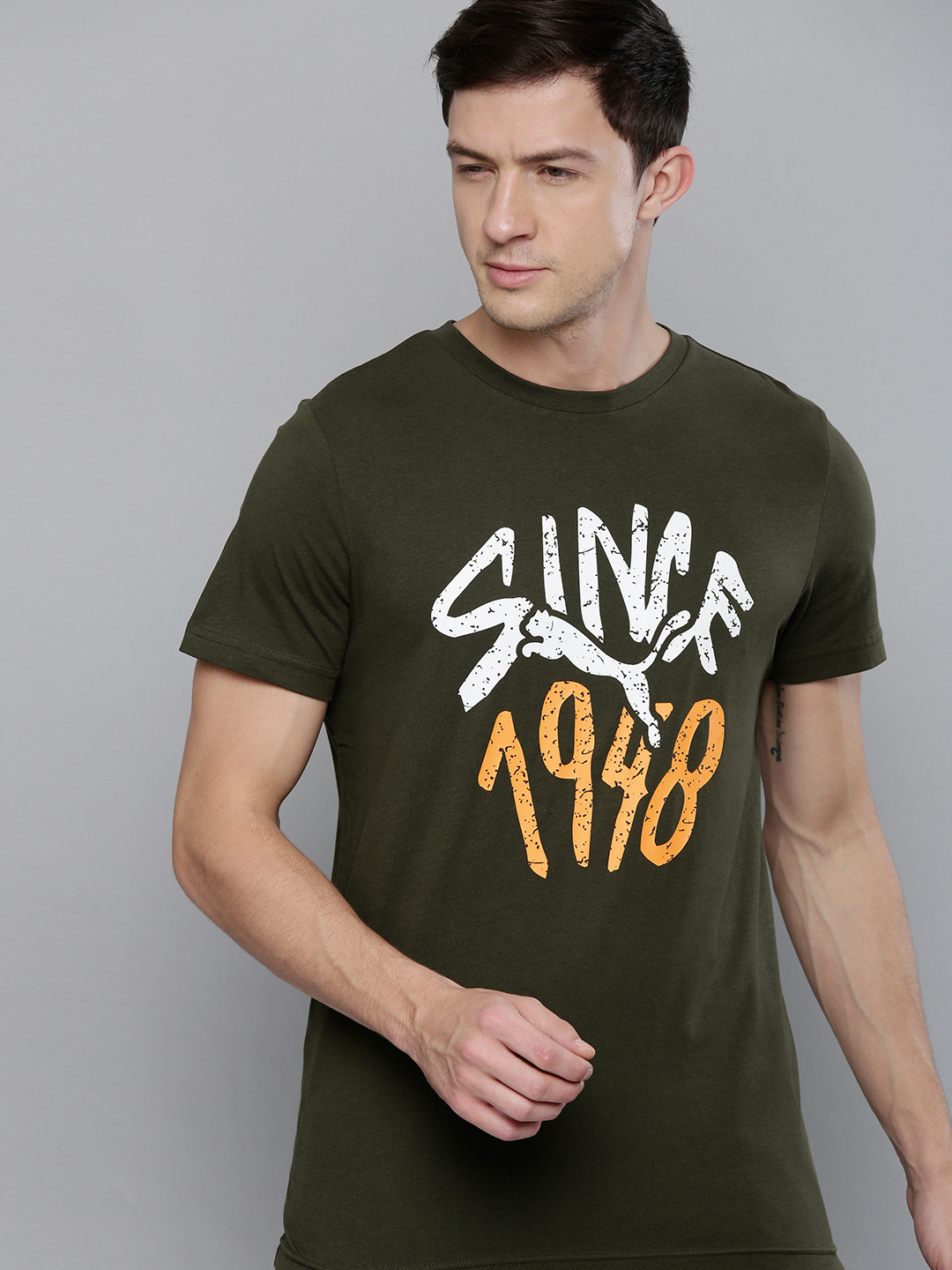 puma olive green t shirt