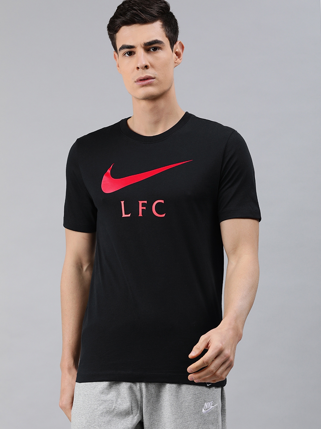 Buy Nike Men Black Printed LFC M NK SWOOSH CLUB Round Neck Pure Cotton T Shirt - Tshirts for Men 