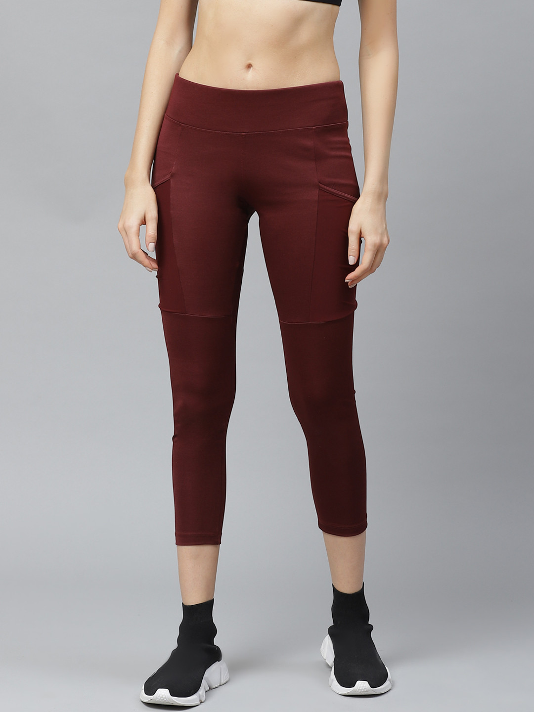 Buy PICOT Women Maroon Solid 3/4th Tights Tights for Women 13901856