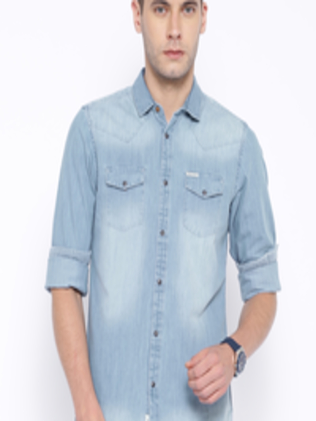 Buy Being Human Clothing Blue Slim Fit Denim Casual Shirt - Shirts for ...