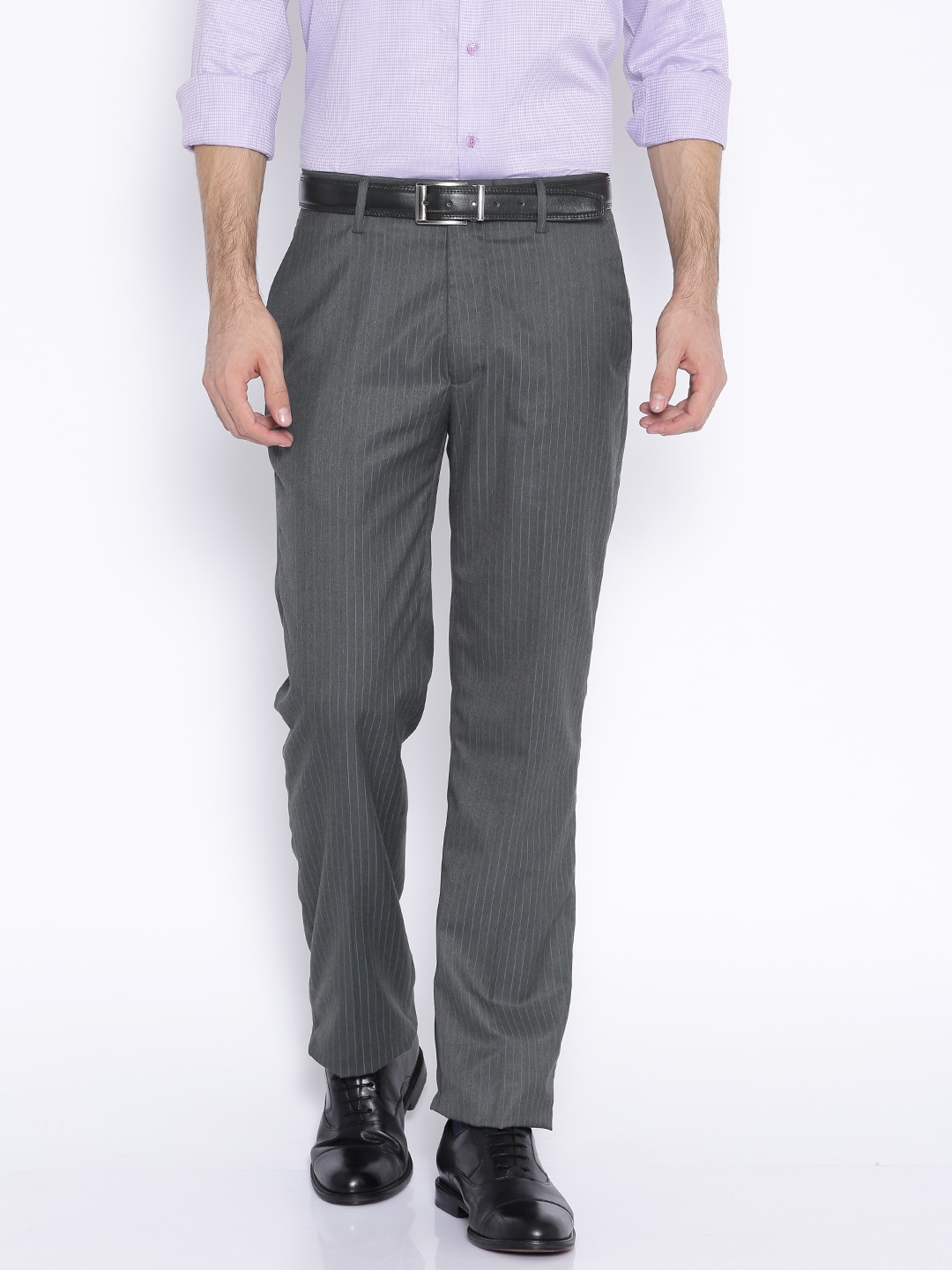 gray polo black pants
