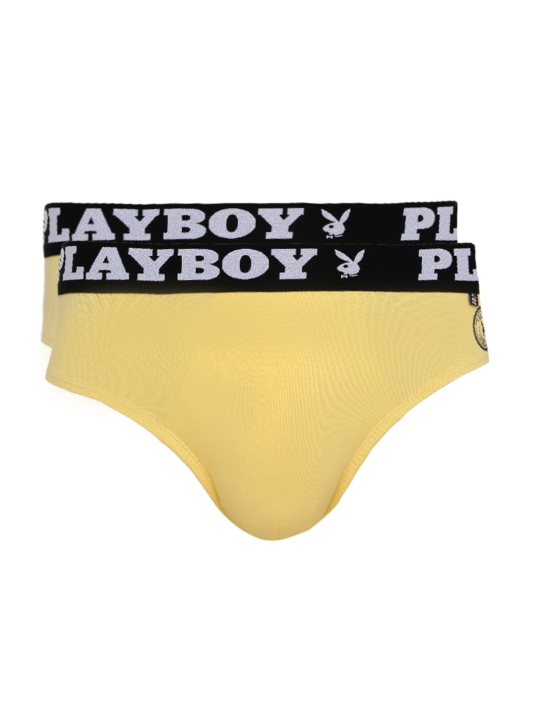 Buy Playboy Men Yellow Printed Pack Of 2 Briefs UF22 Briefs for Men