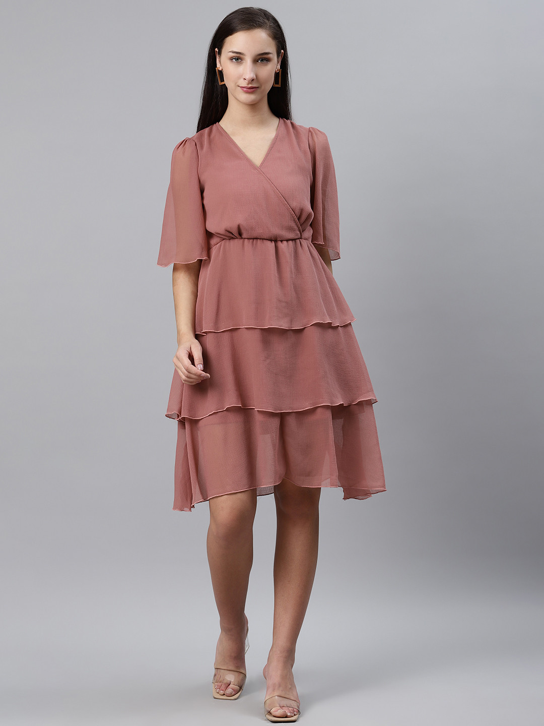 Ruth Wrap Dress Dusty Pink main image 1