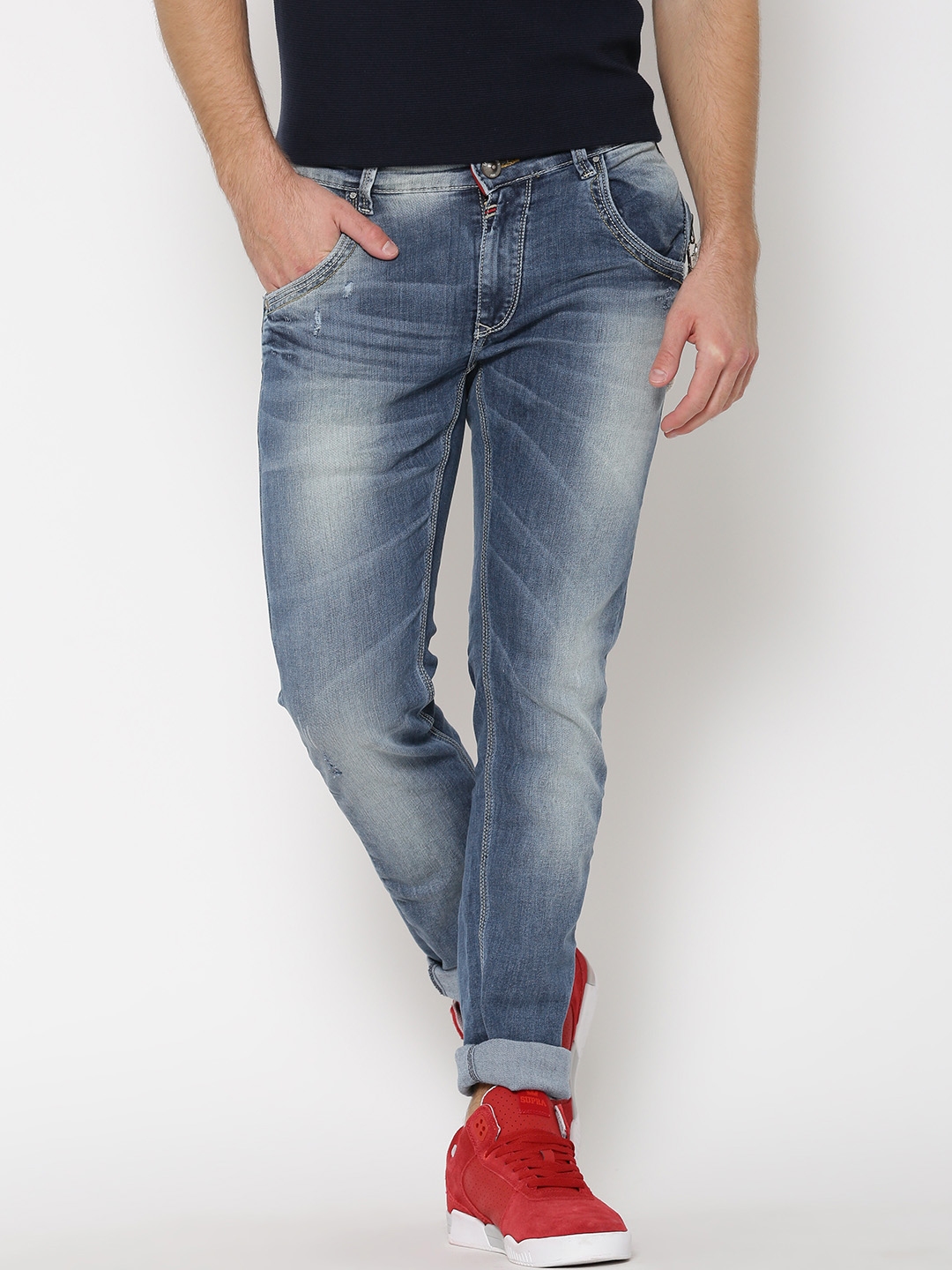 Buy SPYKAR Blue Washed Rover Slim Fit Stretchable Jeans - Jeans for Men ...