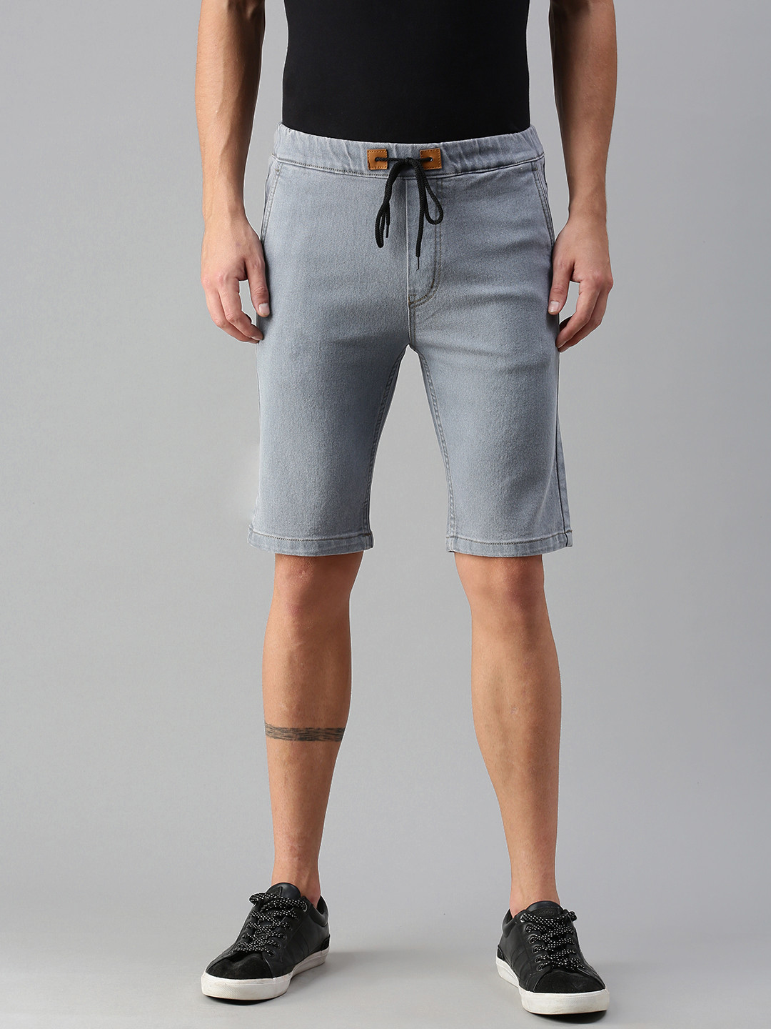 Men's Grey Mid-Rise Shorts