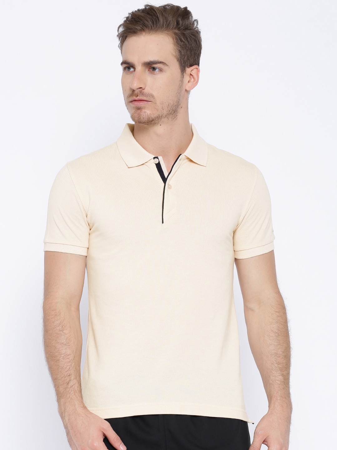 Buy 2go ACTIVE GEAR USA Cream Coloured Polo Pure Cotton T Shirt ...