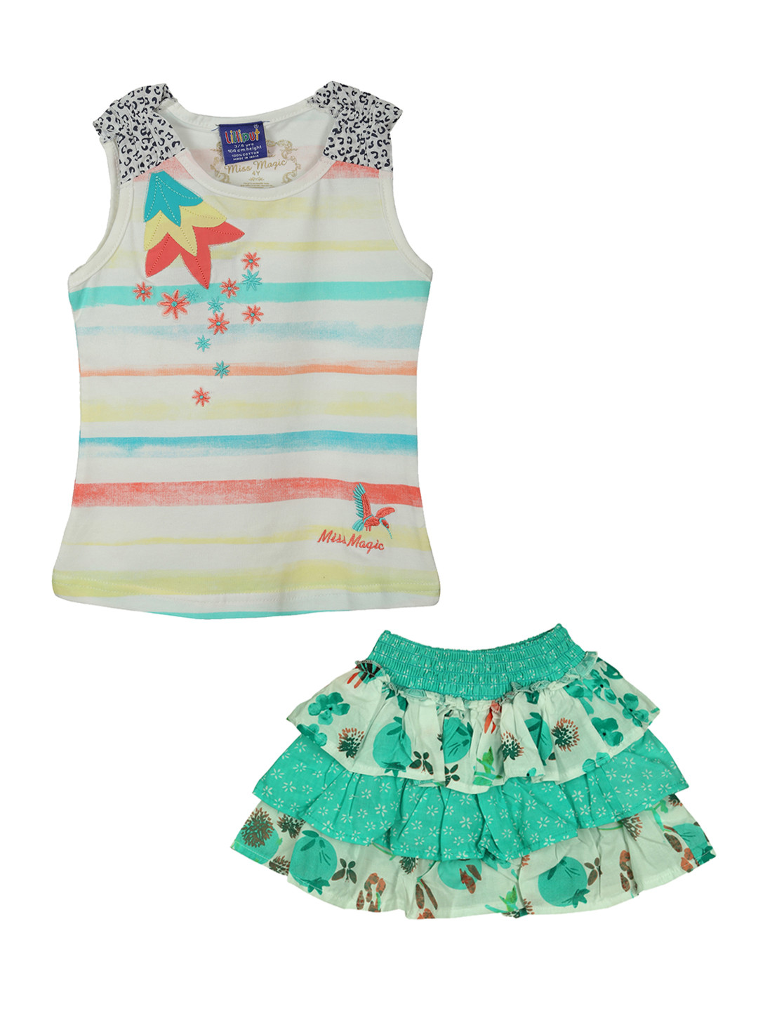 Buy Lilliput Girls White & Green Printed Clothing Set Clothing Set