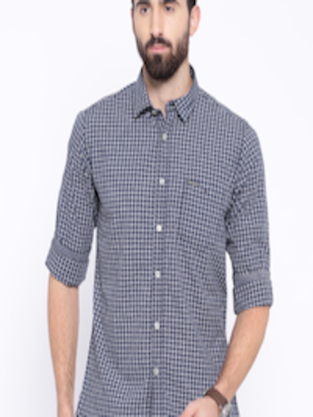 Buy Pepe Jeans Navy & White Checked Semi Fit Casual Shirt - Shirts for ...